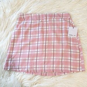 Pink Plaid Woven Mini Skirt Size Small NWT